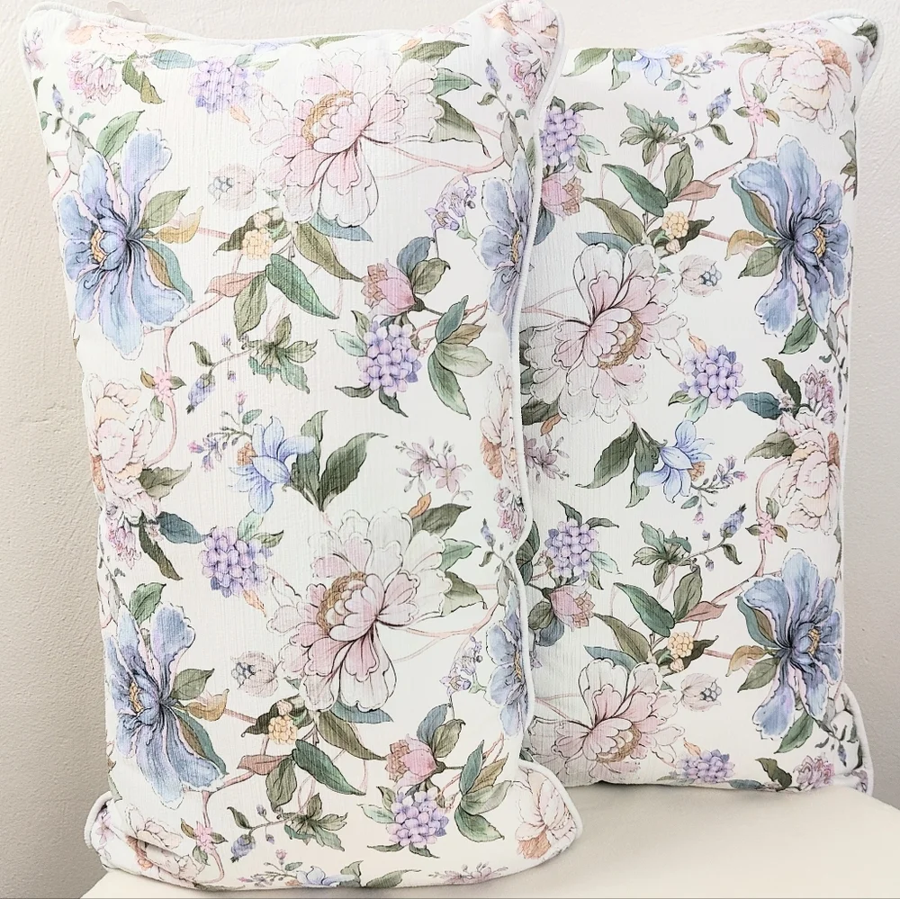 Maison Mason 2pc Set Floral Pillows Decorative Rectangle Pillow Down Alternative